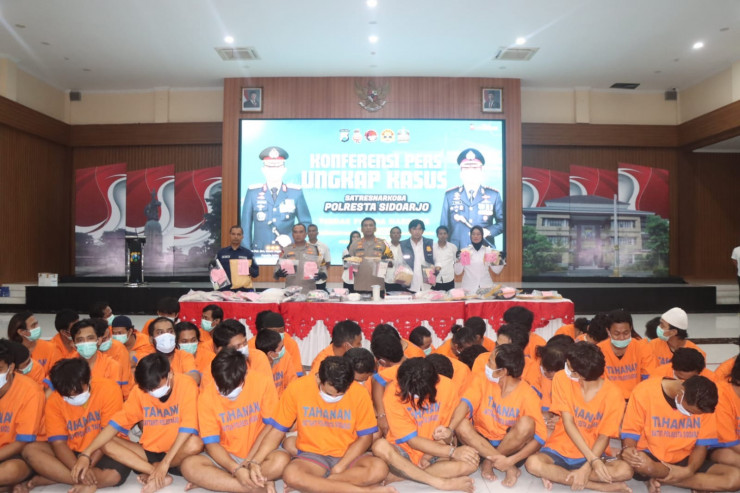 Polresta Sidoarjo Berhasil Ungkap 110 Kasus Narkoba dan Ringkus 134 Tersangka